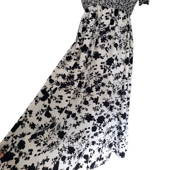 Anthropologie Lapis Floral Dress Womens Large Black White Boho - Picture 6 of 14